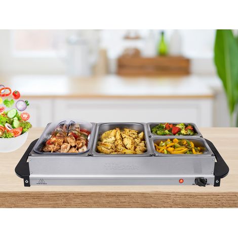 Elektro 2in1 Buffetwärmer & Wärmeplatte - Edelstahl Chafing Dish, 2x 2,4+2x 1Ltr (1/5)