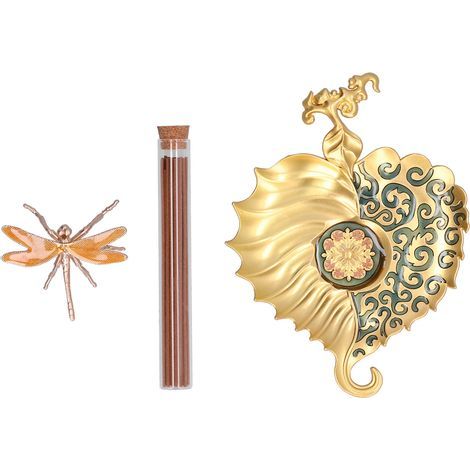 Brûle-bâton d'encens en alliage, forme de feuille, cendrier pour décoration intérieure, support pour bâtonnets. (1/5)