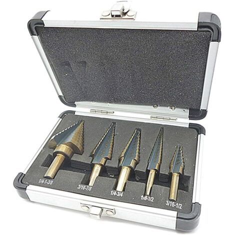 Foret à métaux HSS 5 pcs avec revêtement titane – Tige hexagonale 1/4 – Poinçon de centrage automatique – Perçage précis acier et métal (1/5)