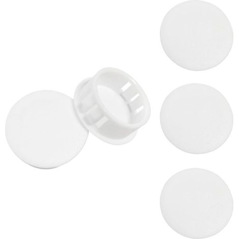 Lot de 20 Bouchons en Plastique à Clipser pour Trou de Perçage Rond de 8 mm, Cache Trou Meuble pour Armoire, Bureau, Armoire, Blanc (1/4)