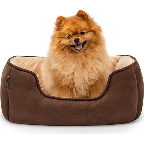 lionto Hundebett – 2-in-1 Wendekörbchen, weich gepolstert & pflegeleicht, mit tiefem Einstieg, 60x50 cm, braun/beige