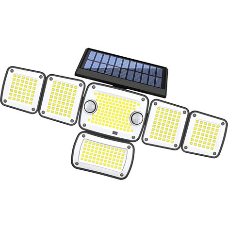 Lampe solaire murale – Double détecteur de mouvement, télécommande – 3 modes, panneau polycristallin – Éclairage de sécurité étanche – Idéale pour jardin, terrasse et allée-366LED-15x10CM (1/5)
