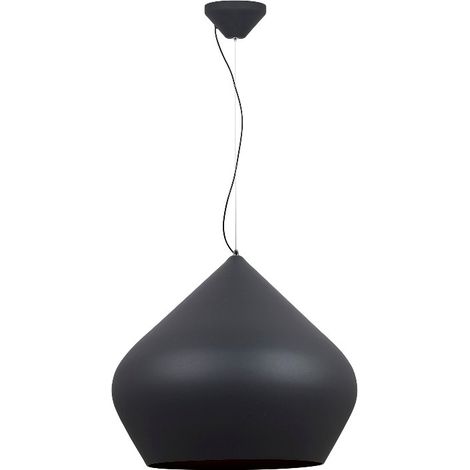 Lámpara Colgante Industrial con Tulipa Maxi Negra e Interior Oro Viejo