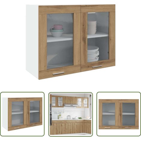 vidaXL Hängeglasschrank Artisan-Eiche 80x31x60 cm Holzwerkstoff (1/5)
