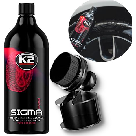 K2 sigma PRO 1L + aplicador Con cerdas gruesas, acondicionador negro PARA neumáticos (1/5)