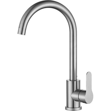 Küchenarmatur aus Edelstahl 304 mit Einhebelmischer, Warm-/Kaltwasser-Mischbatterie, schwenkbar, bleifrei