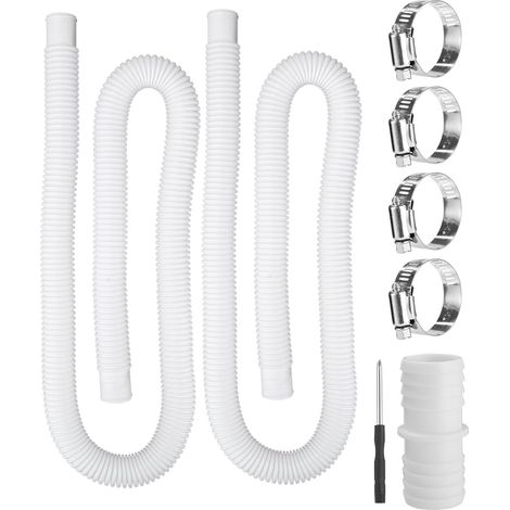 2Pcs Tuyau Piscine 32mm, 150cm Tuyau de Rechange avec 4 clips de fixation et 1 raccord, pour Piscine et Pompe de Filtration