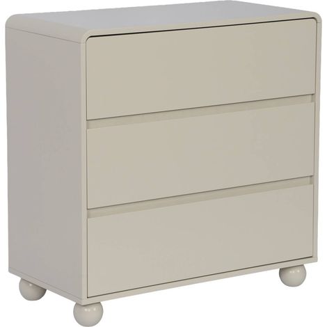 Children's chest of 3 drawers with lacquered wood decor beige 80x79x40 cm - Noushka (1/5)