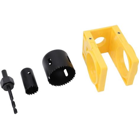 Kit d'installation de serrure avec gabarit de guidage, scie cloche de porte en plastique en acier au carbone pour portes en bois, pênes dormants, serrures jaunes (1/5)