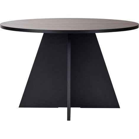Table à manger ronde effet bois noir 5 à 6 pers. Ø120 cm - Norae