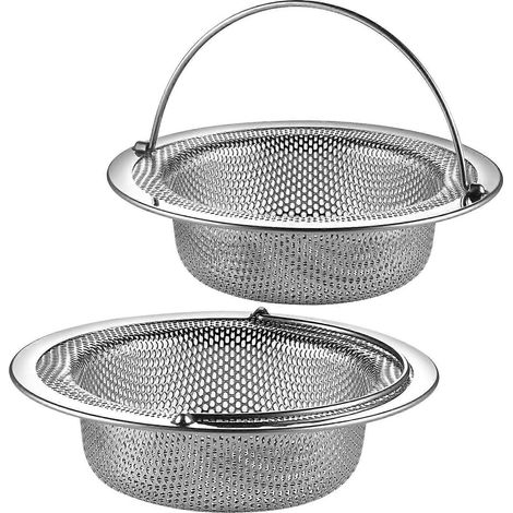 Set mit 2 verbesserten Spülbecken-Sieben (Abflusssieb) – Rostbeständiger Edelstahl 304, Klappgriff, 11,4 cm Durchmesser