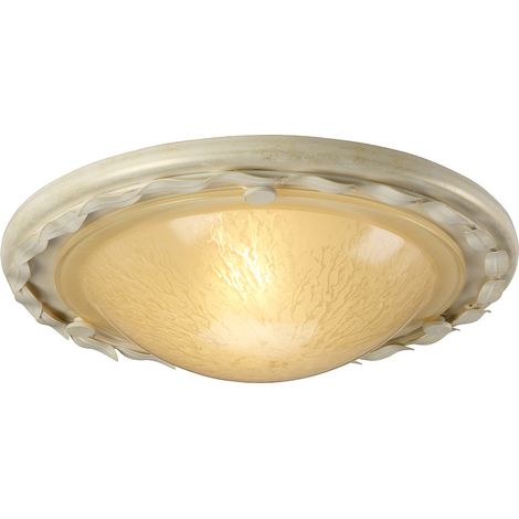 Elstead Olivia - 1 Light Flush Deckenleuchte Gold, Elfenbein, E27