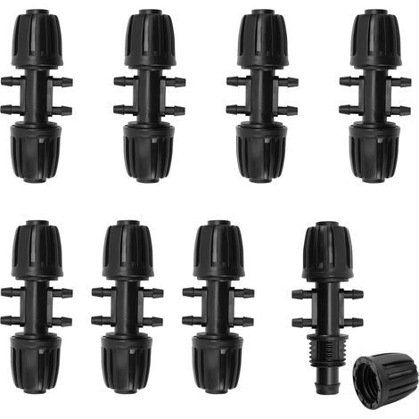 CCYKXA Set of 8 Lock Barbed 6-Way T-Connectors, Garden Irrigation Hose Connector for 13/16 mm to 4/7 mm Tubing, Drip Irrigation Connector for Garden Lawn (1/5)