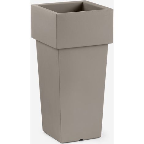 Vaso quadrato alto in polietilene per piante da esterno Nova 85 - Beige (1/3)