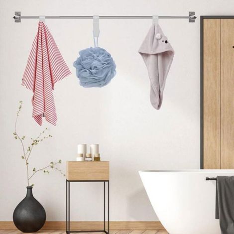 Crochet Radiateur - Pour Serviettes - Fixation Sans Perçage Sur Tubes Profilés - Blanc - 8 Pièces (1/5)