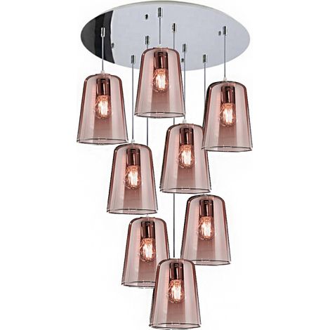 Lampadario top light shaded 1164cr s8 t e27 led vetro colorato moderna lampada soffitto, colore rame