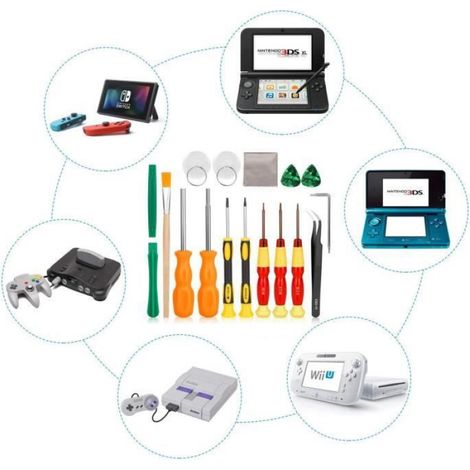 Kit d'outils - - 17 pièces - Réparation Smartphones/Tablettes - Couleur Verte - Inclus tournevis (1/4)