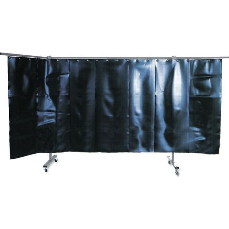 Biombo de 3 piezas con cortina lama, mejor protección contra radiaciones, proyecciones de soldadura y salpicaduras KEMPER                 S9 verde oscuro mate