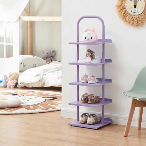 Scarpiera Poytya per Cameretta Scaffale in Acciaio 96x30x27 cm - Viola [en.casa]