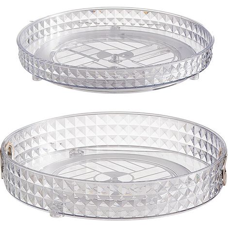 Support de rangement rotatif, support de rangement pour plateau tournant de coiffeuse, un grand et un petit ensemble, blanc transparent (1/5)