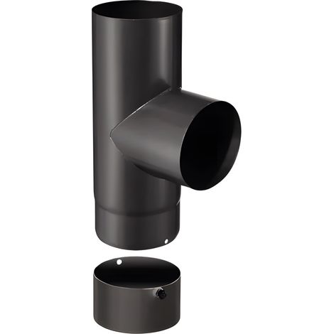 Joncoux – Té 90° pour raccordement Isotip – Raccord fumisterie acier noir mat – Diamètre 150 mm – Norme CE 0063