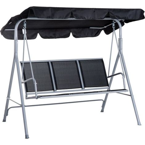 Auvent de remplacement pour balancelle de jardin 3 places Tissu Oxford multicouche imperméable Protection UV Installation facile (1/5)