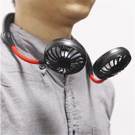2er-Pack - Tragbarer Ventilator - Um den Hals zu hängen / Nackenventilator - Schwarz (W) (1/5)