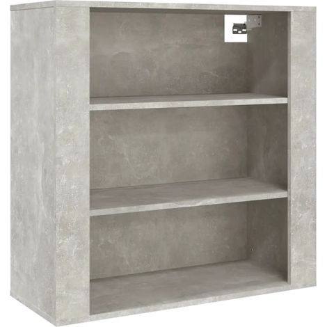 Armario de pared de madera de ingeniería gris hormigón 80 x 33 x 80 cm almacenamiento versátil diseño práctico 020048284 (1/5)