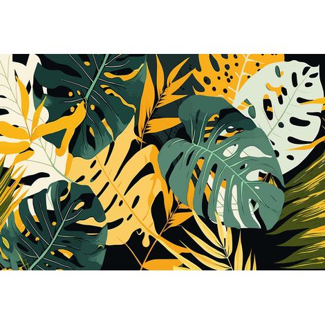 Papier peint panoramique - Feuilles Tropicales - 130 cm x 87 cm (1/2)