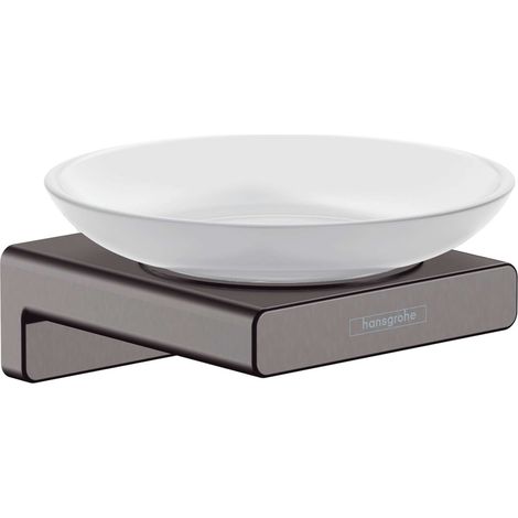 Hansgrohe AddStoris - Jabonera con soporte, cristal mate/cromo negro cepillado 41746340