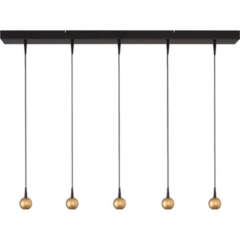 Lampe suspendue à 5 lumières Talana noir avec or Ø 6cm DTW - 2411-05-02-100-5 (1/3)