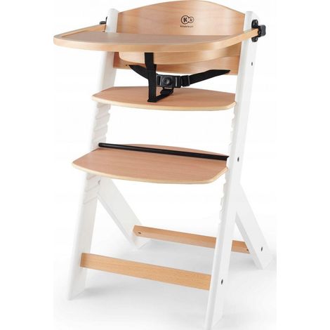 Kinderkraft Chaise Haute Bébé ENOCK, 3 en 1, en Bois Naturel, Évolutive, Dossier Pro...