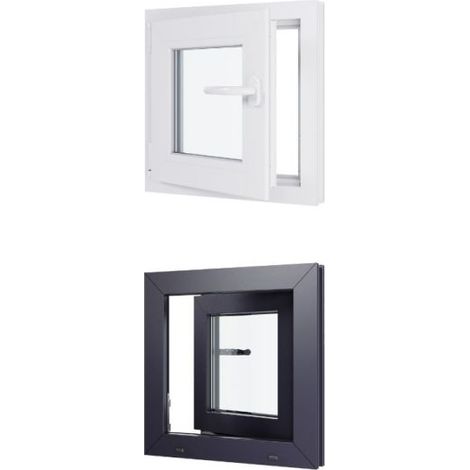 Finestra in PVC - Triplo vetro - Bicolore - Bianco e grigio - 500 mmx500 mm cm (1/5)