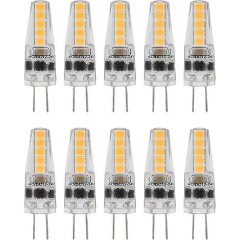 10 pezzi Lampadine LED G4 2W con base a due pin, dimmerabili, per lampadari, plafoniere e lampade da tavolo, luce bianca calda 3000K, AC 12-24V (1/5)
