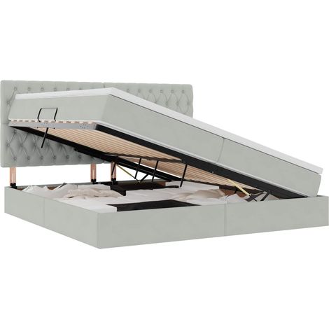 Maison Exclusive - Aufbewahrungsbett mit Matratze Hellgrau 200 x