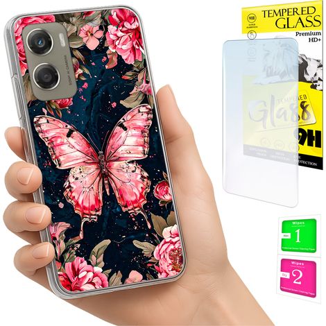 Funda para Motorola Moto G06 / G06 Power, carcasa trasera tipo mariposa + cristal (1/5)