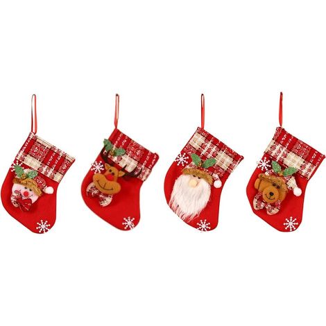 Calcetín Navideño - Tejido De Franela - Para Chimenea Árbol Y Vitrina - 4 Unidades (1/5)