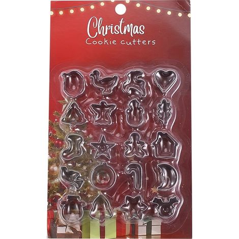 Lot de 20 mini emporte-pièces de Noël en acier inoxydable - Formes Père Noël, renne et bonhomme de neige pour pâtisseries festives (1/5)