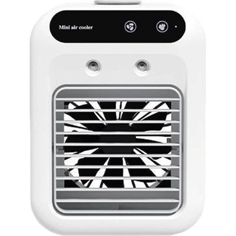 Climatiseur portable 3 en 1, mini refroidisseur d'air et humidificateur à 2 vitesses, rechargeable et silencieux, pour bureau, chambre, bureau, voiture et petite pièce (blanc) (1/4)
