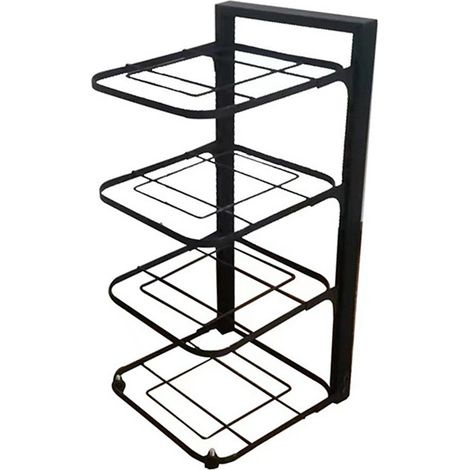 Étagère de rangement de cuisine en acier au carbone noir multicouche pour casseroles et poêles, quatre niveaux, 54 x 24 x 7 cm / 21,3 x 9,4 x 2,8 pouces