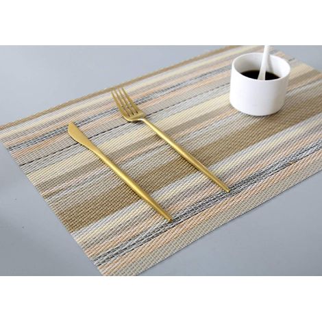 Placemat En Pvc Épais - Résistant À La Chaleur Jusqu'à 80 °C - Antidérapant Et Facile À Nettoyer - Imitation Lin - Lot De 6 Pièces (1/5)