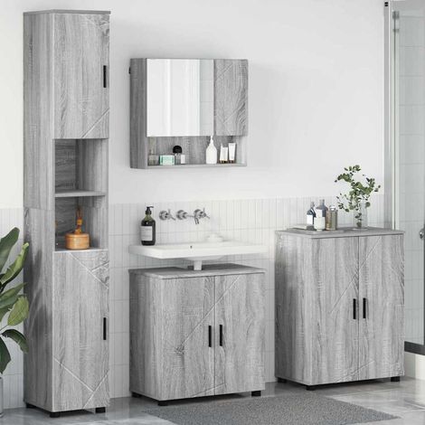 Badezimmermöbel-Set 4 pcs Graues Sonoma Holzwerkstoff & Metall vidaXL (1/4)