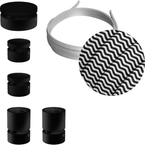 Sistema Filé Wiggle Kit - con cavo di 3 m per catenaria e 5 componenti in legno verniciato nero per interni
