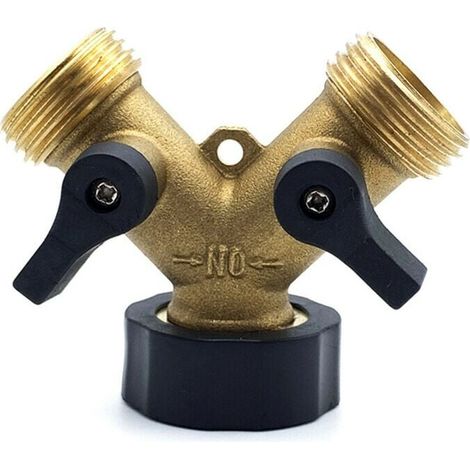 Séparateur de tuyau de robinet, raccord à trois voies, multifonctionnel, de haute qualité et durable, matériau laiton/caoutchouc/ABS, noir/or (1/4)