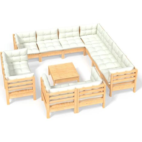 Maison Exclusive - Muebles de jardín 12 piezas y cojines madera m