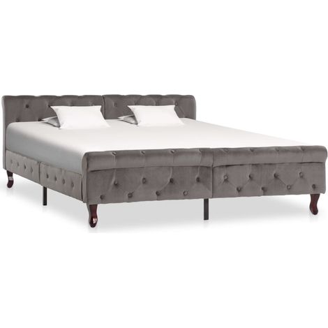 Cadre de lit sans matelas gris velours 160x200 cm (1/5)