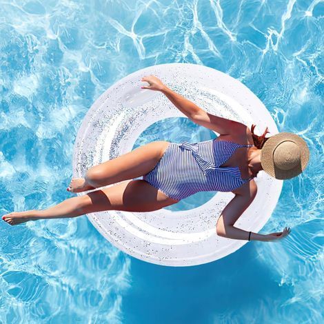 Bouée de natation gonflable à paillettes, flotteur de piscine, flotteur de piscine pour adultes, bouée de natation à paillettes transparentes, jeux d'eau gonflables pour piscine et plage (1/5)