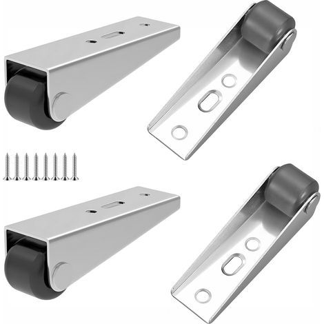 4 Pièces Petites Roulettes Fixes, Roulettes de Portail Rechange avec Vis, Coulissantes en Douceur, pour Planches de Transport et Meuble (1/5)