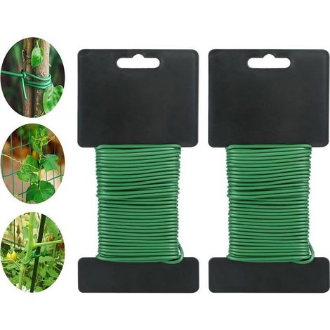 Colliers de serrage de jardin de 2,5 mm, 2 fils de jardin de 10 m, fils toronnés pour colliers de tomates (verts) (1/5)