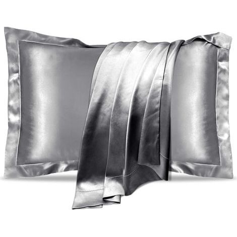 Lot de 2 taies d'oreiller en soie de mûrier naturelle pour la santé des cheveux et de la peau, taille standard 50 x 75 cm, taies d'oreiller en soie de qualité supérieure, douces et rafraîchissantes po (1/5)